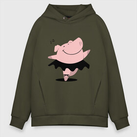 Мужское худи Oversize хлопок с принтом Dancing Pig в Кировске, френч-терри — 70% хлопок, 30% полиэстер. Мягкий теплый начес внутри —100% хлопок | боковые карманы, эластичные манжеты и нижняя кромка, капюшон на магнитной кнопке | 2019 | дед мороз | дом | елка | желание | животные | зима | кабан | милый | мороз | настроение | новый год | пеппа | подарок | позитив | поросенок | праздник | радость | рождество | салют | санта клаус