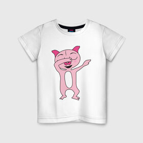 Детская футболка хлопок с принтом DAB Pig в Кировске, 100% хлопок | круглый вырез горловины, полуприлегающий силуэт, длина до линии бедер | 