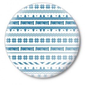 Значок с принтом Новогодний Fortnite в Кировске,  металл | круглая форма, металлическая застежка в виде булавки | 