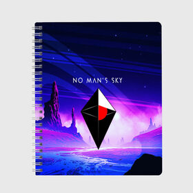 Тетрадь с принтом NO MANS SKY 2019 в Кировске, 100% бумага | 48 листов, плотность листов — 60 г/м2, плотность картонной обложки — 250 г/м2. Листы скреплены сбоку удобной пружинной спиралью. Уголки страниц и обложки скругленные. Цвет линий — светло-серый
 | game | hill | hills | mounatin | mounatins | nms | no mans sky | planet | rock | rocks | sky | snow | space | winter | игры | планеты