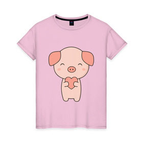 Женская футболка хлопок Милая свинка купить в Кировске