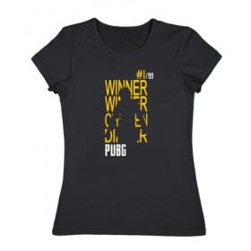 Женская футболка хлопок с принтом WINNER WINNER chicken dinner в Кировске, 100% хлопок | прямой крой, круглый вырез горловины, длина до линии бедер, слегка спущенное плечо | 
