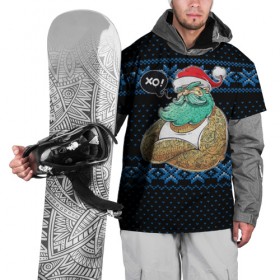 Накидка на куртку 3D с принтом Санта хипстер в Кировске, 100% полиэстер |  | Тематика изображения на принте: дед мороз | зима | клаус | новый год | санта | снежинки | узор | хипстер