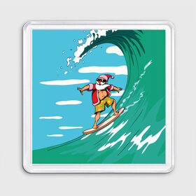 Магнит 55*55 с принтом Cool Santa в Кировске, Пластик | Размер: 65*65 мм; Размер печати: 55*55 мм | Тематика изображения на принте: cool | creative | design | holiday | merry christmas | new year | sea | summer | surfing | wave | волна | дизайн | канары | креатив | круто | лето | море | новый год | рождество | сёрфинг