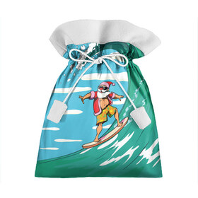 Подарочный 3D мешок с принтом Cool Santa в Кировске, 100% полиэстер | Размер: 29*39 см | cool | creative | design | holiday | merry christmas | new year | sea | summer | surfing | wave | волна | дизайн | канары | креатив | круто | лето | море | новый год | рождество | сёрфинг