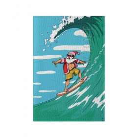 Обложка для паспорта матовая кожа с принтом Cool Santa в Кировске, натуральная матовая кожа | размер 19,3 х 13,7 см; прозрачные пластиковые крепления | cool | creative | design | holiday | merry christmas | new year | sea | summer | surfing | wave | волна | дизайн | канары | креатив | круто | лето | море | новый год | рождество | сёрфинг