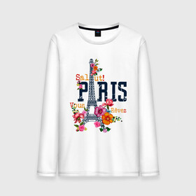 Мужской лонгслив хлопок с принтом Salut PARIS в Кировске, 100% хлопок |  | Тематика изображения на принте: paris | башня | париж | салют | франция | французская | цветочки | цветы | эйфелева башня | эйфелевая башня