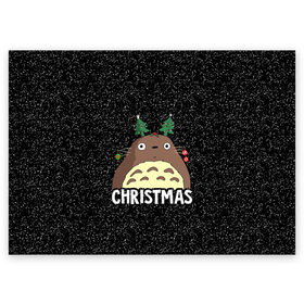 Поздравительная открытка с принтом Totoro Christmas в Кировске, 100% бумага | плотность бумаги 280 г/м2, матовая, на обратной стороне линовка и место для марки
 | Тематика изображения на принте: anime | christmas | moon | myneighbortotoro | night | totoro | xmas | аниме | канта | кодомо | котобус | кусакабэ | мэй | рождество | сусуватари | тацуо | тоторо | хаяомиядзаки | ясуко