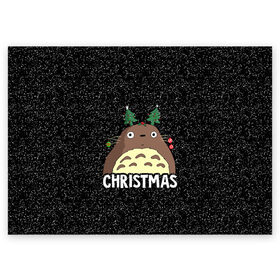 Поздравительная открытка с принтом Totoro Christmas в Кировске, 100% бумага | плотность бумаги 280 г/м2, матовая, на обратной стороне линовка и место для марки
 | anime | christmas | moon | myneighbortotoro | night | totoro | xmas | аниме | канта | кодомо | котобус | кусакабэ | мэй | рождество | сусуватари | тацуо | тоторо | хаяомиядзаки | ясуко