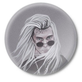 Значок с принтом Ghostemane в Кировске,  металл | круглая форма, металлическая застежка в виде булавки | ghostemane | ghostmane | rap | trap | гостмейн | реп | трэп