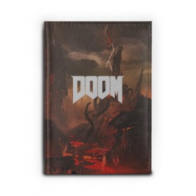 Обложка для автодокументов с принтом DOOM в Кировске, натуральная кожа |  размер 19,9*13 см; внутри 4 больших “конверта” для документов и один маленький отдел — туда идеально встанут права | demon | devil | doom | doom vfr | evil | game | mars | red | демон | дум | игры | космос | красная планета | марс | пришельцы