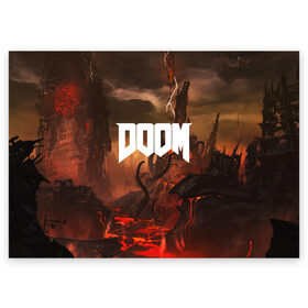 Поздравительная открытка с принтом DOOM в Кировске, 100% бумага | плотность бумаги 280 г/м2, матовая, на обратной стороне линовка и место для марки
 | demon | devil | doom | doom vfr | evil | game | mars | red | демон | дум | игры | космос | красная планета | марс | пришельцы