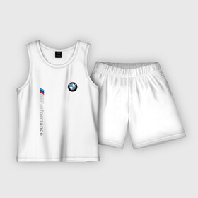 Детская пижама с шортами хлопок с принтом BMW M Performance в Кировске,  |  | auto | bmw | bmw performance | motorsport | sport | авто | автомобиль | автомобильные | бмв | бренд | марка | машины | моторспорт | спорт