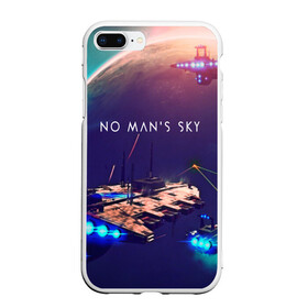 Чехол для iPhone 7Plus/8 Plus матовый с принтом NO MANS SKY в Кировске, Силикон | Область печати: задняя сторона чехла, без боковых панелей | game | hill | hills | mounatin | mounatins | nms | no mans sky | planet | rock | rocks | sky | snow | space | winter | игры | планеты