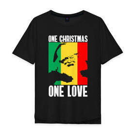 Мужская футболка хлопок Oversize с принтом One Love Christmas в Кировске, 100% хлопок | свободный крой, круглый ворот, “спинка” длиннее передней части | Тематика изображения на принте: 
