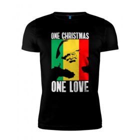 Мужская футболка премиум с принтом One Love Christmas в Кировске, 92% хлопок, 8% лайкра | приталенный силуэт, круглый вырез ворота, длина до линии бедра, короткий рукав | Тематика изображения на принте: 
