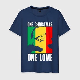 Мужская футболка хлопок с принтом One Love Christmas в Кировске, 100% хлопок | прямой крой, круглый вырез горловины, длина до линии бедер, слегка спущенное плечо. | Тематика изображения на принте: 
