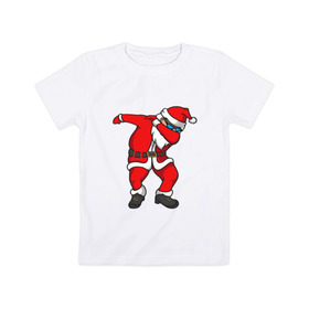 Детская футболка хлопок с принтом Dabbing Santa в Кировске, 100% хлопок | круглый вырез горловины, полуприлегающий силуэт, длина до линии бедер | 
