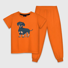 Детская пижама хлопок с принтом Такса в Кировске, 100% хлопок |  брюки и футболка прямого кроя, без карманов, на брюках мягкая резинка на поясе и по низу штанин
 | dachshund | собака | собаки | такса | таксы
