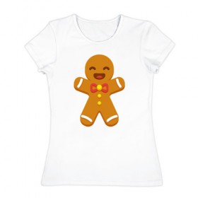 Женская футболка хлопок с принтом Печенька в Кировске, 100% хлопок | прямой крой, круглый вырез горловины, длина до линии бедер, слегка спущенное плечо | 
