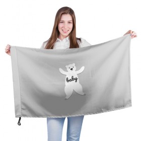 Флаг 3D с принтом Baby Bear в Кировске, 100% полиэстер | плотность ткани — 95 г/м2, размер — 67 х 109 см. Принт наносится с одной стороны | Тематика изображения на принте: 