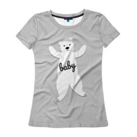 Женская футболка 3D с принтом Baby Bear в Кировске, 100% полиэфир ( синтетическое хлопкоподобное полотно) | прямой крой, круглый вырез горловины, длина до линии бедер | Тематика изображения на принте: 