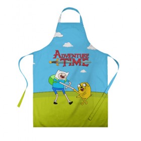 Фартук 3D с принтом Adventure Time в Кировске, 100% полиэстер | общий размер — 65 х 85 см, ширина нагрудника — 26 см, горловина — 53 см, длина завязок — 54 см, общий обхват в поясе — 173 см. Принт на завязках и на горловине наносится с двух сторон, на основной части фартука — только с внешней стороны | 