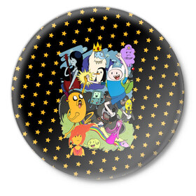 Значок с принтом Adventure Time в Кировске,  металл | круглая форма, металлическая застежка в виде булавки | Тематика изображения на принте: 