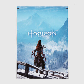 Постер с принтом HORIZON ZERO DAWN в Кировске, 100% бумага
 | бумага, плотность 150 мг. Матовая, но за счет высокого коэффициента гладкости имеет небольшой блеск и дает на свету блики, но в отличии от глянцевой бумаги не покрыта лаком | aloy | game | horizon zero dawn | hunter | machine | mecha | robot | snow | spear | the frozen wilds | weapon | игры | постапокалипсис | роботы | фентези | элой