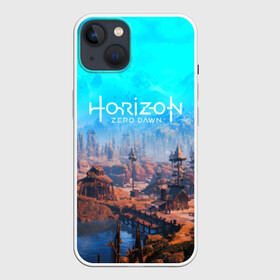 Чехол для iPhone 13 с принтом HORIZON ZERO DAWN в Кировске,  |  | aloy | game | horizon zero dawn | hunter | machine | mecha | robot | snow | spear | the frozen wilds | weapon | игры | постапокалипсис | роботы | фентези | элой