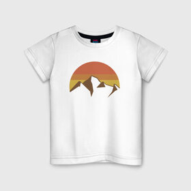 Детская футболка хлопок с принтом Вершины гор и осеннее солнце в Кировске, 100% хлопок | круглый вырез горловины, полуприлегающий силуэт, длина до линии бедер | вершины | горы | дизайн | красота | осень | пейзаж | природа | снег | солнце | стиль