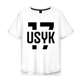 Мужская футболка хлопок Oversize с принтом USYK 17 в Кировске, 100% хлопок | свободный крой, круглый ворот, “спинка” длиннее передней части | usyk | wbc | боец | бокс | боксер | украина | усик | чемпион