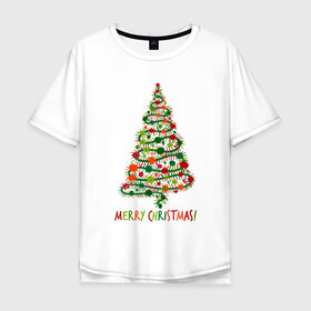Мужская футболка хлопок Oversize с принтом Merry Christmas в Кировске, 100% хлопок | свободный крой, круглый ворот, “спинка” длиннее передней части | 2019 | дед мороз | дом | елка | желание | животные | зима | кабан | милый | мороз | настроение | новый год | пеппа | подарок | позитив | поросенок | праздник | радость | рождество | санта клаус | свинка