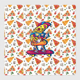 Магнитный плакат 3Х3 с принтом Пицца на скейте в Кировске, Полимерный материал с магнитным слоем | 9 деталей размером 9*9 см | pizza | грибы | еда | зелень | колбаса | крутаяпицца | кусокпиццы | пицца | пиццерия | скейт | сыр