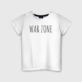 Детская футболка хлопок с принтом WAR ZONE в Кировске, 100% хлопок | круглый вырез горловины, полуприлегающий силуэт, длина до линии бедер | Тематика изображения на принте: trend | war zone | warzone | военная зона