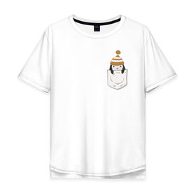 Мужская футболка хлопок Oversize с принтом Карманный пингвин в Кировске, 100% хлопок | свободный крой, круглый ворот, “спинка” длиннее передней части | 