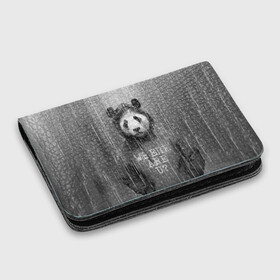 Картхолдер с принтом с принтом Панда в Кировске, натуральная матовая кожа | размер 7,3 х 10 см; кардхолдер имеет 4 кармана для карт; | дождь | животные | капюшон | кофта | медведь | мишка | панда | природа | хипстер