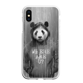 Чехол для iPhone XS Max матовый с принтом Панда в Кировске, Силикон | Область печати: задняя сторона чехла, без боковых панелей | дождь | животные | капюшон | кофта | медведь | мишка | панда | природа | хипстер