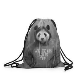 Рюкзак-мешок 3D с принтом Панда в Кировске, 100% полиэстер | плотность ткани — 200 г/м2, размер — 35 х 45 см; лямки — толстые шнурки, застежка на шнуровке, без карманов и подкладки | дождь | животные | капюшон | кофта | медведь | мишка | панда | природа | хипстер