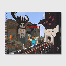 Альбом для рисования с принтом Minecraft в Кировске, 100% бумага
 | матовая бумага, плотность 200 мг. | blade | blocks | creeper | cubes | game | ken | minecraft | mobs | sword | игры | крипер | майн крафт | майнкрафт | моб