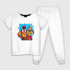 Детская пижама хлопок с принтом Fortnite в Кировске, 100% хлопок |  брюки и футболка прямого кроя, без карманов, на брюках мягкая резинка на поясе и по низу штанин
 | 