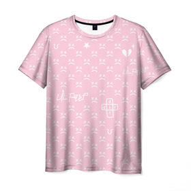 Мужская футболка 3D с принтом Lil Peep pink pattern в Кировске, 100% полиэфир | прямой крой, круглый вырез горловины, длина до линии бедер | benz truck | girls | gustav ahr | heart | hip hop | lil | lil peep | look at the sky tonight | love | peep | rap | rose | лил | лилпип | паттерн | пип | рэп | хип хоп | эмо | эмо реп