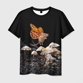 Мужская футболка 3D с принтом Hover в Кировске, 100% полиэфир | прямой крой, круглый вырез горловины, длина до линии бедер | chipmunk | lisa ericson | бабочка | грибы | мышка | мышь
