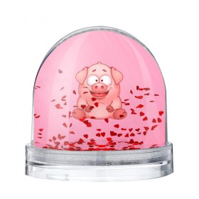 Водяной шар с принтом Милая веселая свинка в Кировске, Пластик | Изображение внутри шара печатается на глянцевой фотобумаге с двух сторон | 