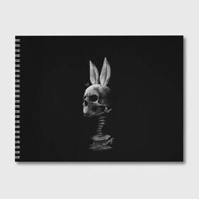 Альбом для рисования с принтом Зая в Кировске, 100% бумага
 | матовая бумага, плотность 200 мг. | Тематика изображения на принте: бабочки | животные | зая | заяц | кости | кролик | череп | черно белый | черное и белое