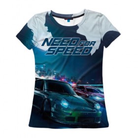 Женская футболка 3D с принтом Need for Speed в Кировске, 100% полиэфир ( синтетическое хлопкоподобное полотно) | прямой крой, круглый вырез горловины, длина до линии бедер | need for speed | nfs | авто | вип | гонки | жажда скорости | класс | машины | симулятор | чемпион