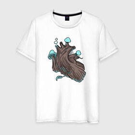 Мужская футболка хлопок с принтом Wood heart в Кировске, 100% хлопок | прямой крой, круглый вырез горловины, длина до линии бедер, слегка спущенное плечо. | heart | wood | абстракция | дерево | лес | растение | рисунок | сердце | футболка