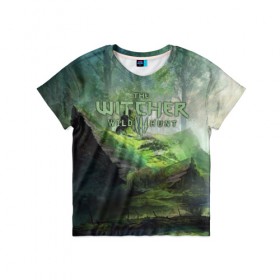 Детская футболка 3D с принтом The Witcher 3: Wild Hunt в Кировске, 100% гипоаллергенный полиэфир | прямой крой, круглый вырез горловины, длина до линии бедер, чуть спущенное плечо, ткань немного тянется | Тематика изображения на принте: 