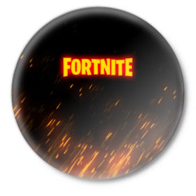 Значок с принтом FORTNITE FIRE в Кировске,  металл | круглая форма, металлическая застежка в виде булавки | 2019 | armor | armour | cybersport | esport | fire | fortnite | game | llama | logo | броня | игра | киберспорт | лама | симулятор строительства | строительство | фиолетовый | фирменные цвета | фортнайт