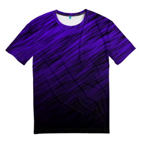 Мужская футболка 3D с принтом ШТРИХИ в Кировске, 100% полиэфир | прямой крой, круглый вырез горловины, длина до линии бедер | abstraction | color | line | stripes | texture | абстракция | линии | полосы | текстура | фиолетовый | штрихи